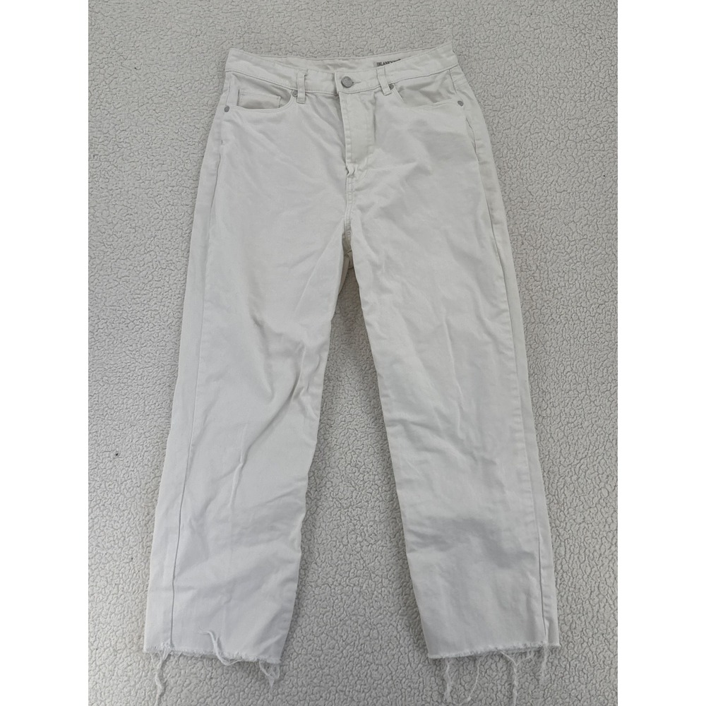 BLANKNYC The Baxter Ribcage Straight Leg Jeans White Size 29 Distressed Raw Hem